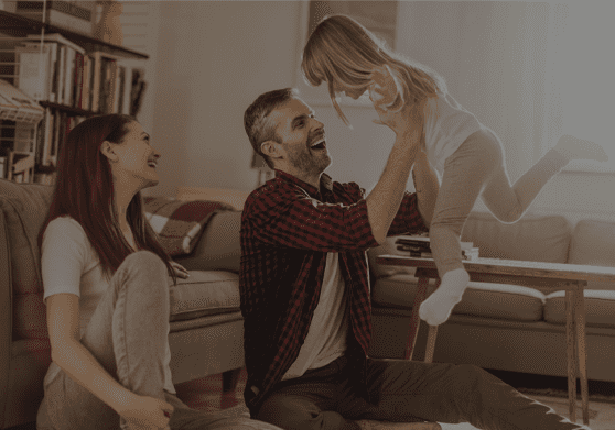 family comfortable in home